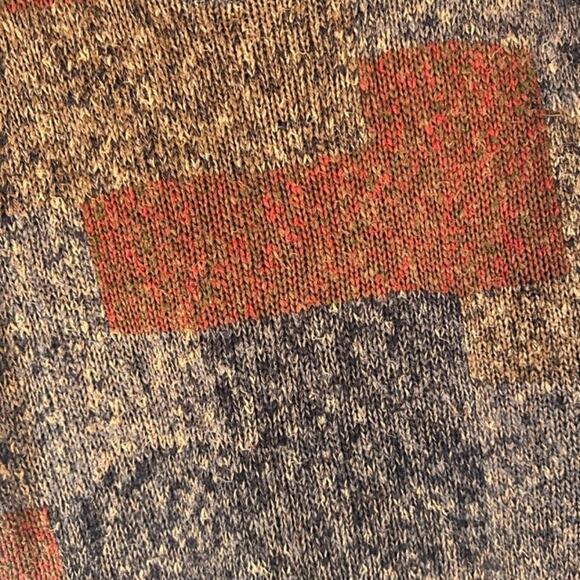 Cassidy Brown Earthy Patchwork Short Sleeve Linen Blend Knit Sweater Women Sz L - Picture 5 of 6